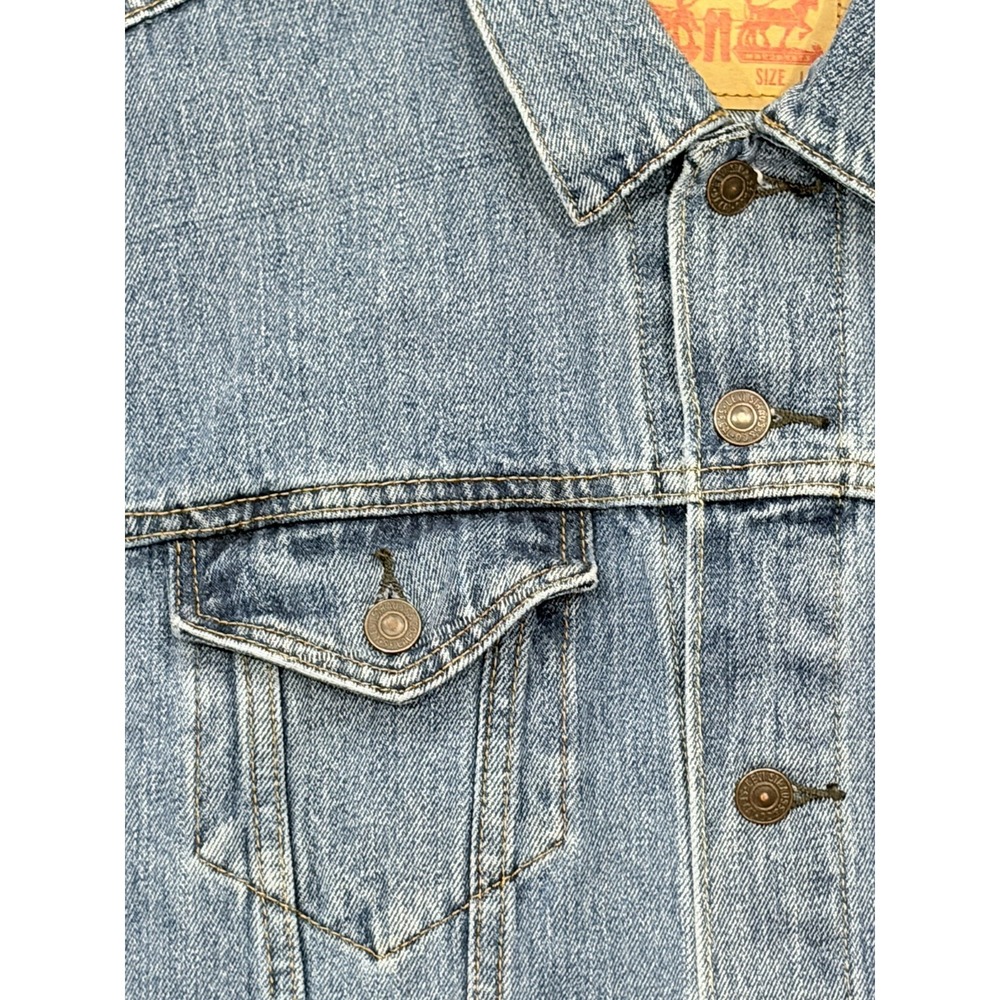 Levis Relaxed Fit Trucker Jean Jacket Denim Red Tab Blue Mens Large 72335-0042 - Picture 7 of 16